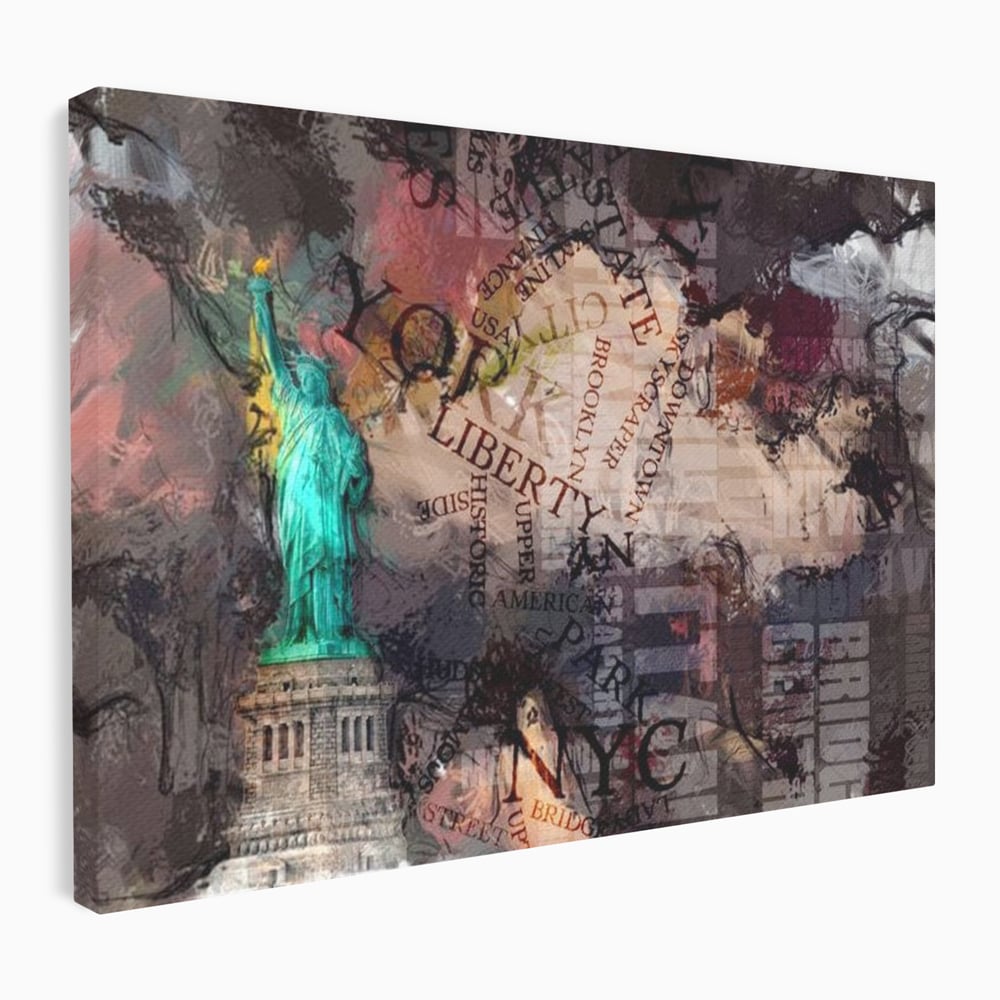 Tablou Canvas Premium, LuxCanva® O1046, Simboluri Americane, Statuie, Libertate, Visare, Manhattan, Abstract, Expresiv, Eclectic, Cosmopolit, Arta, Progres, Independenta, Birou, Living, Dormitor