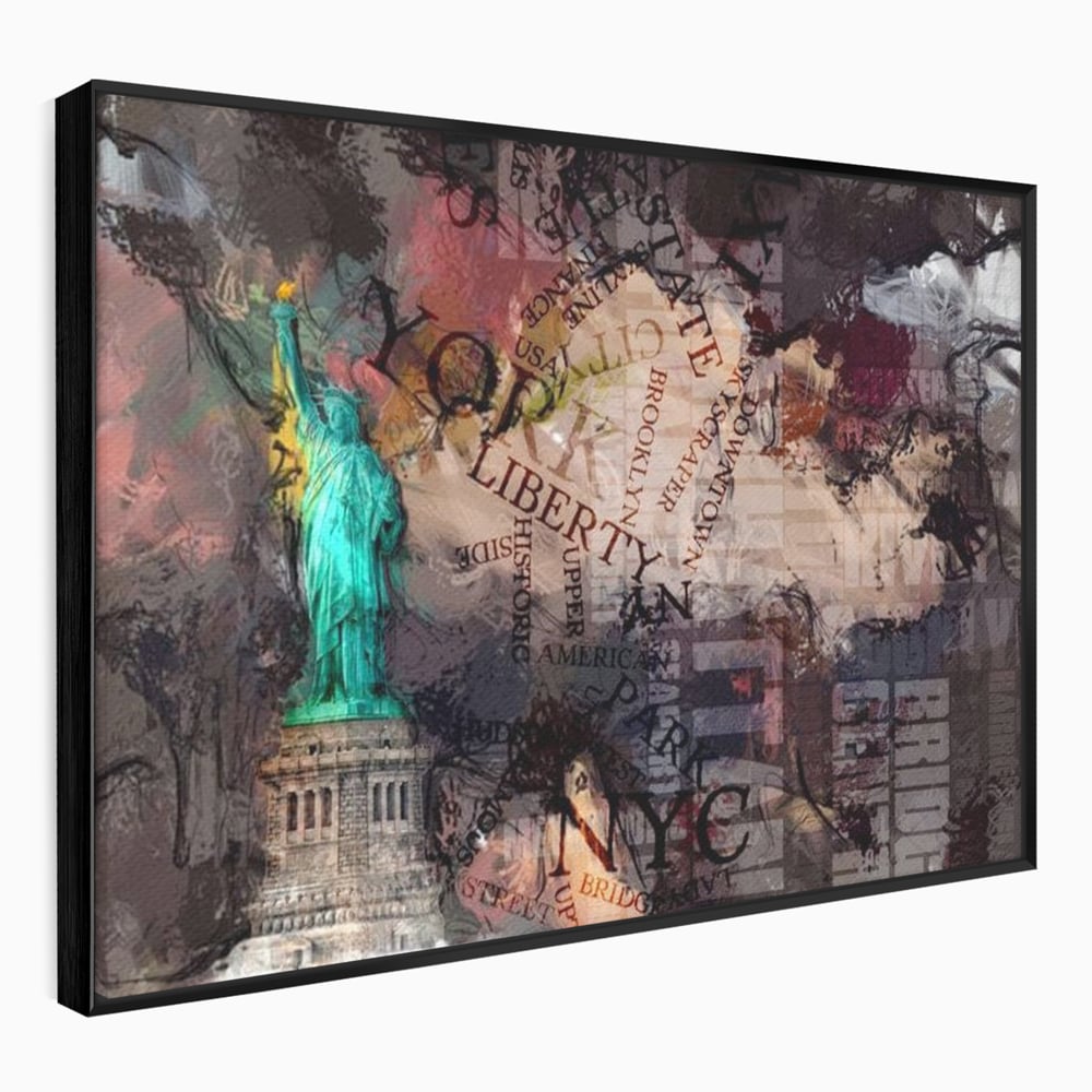 Tablou Canvas Premium, LuxCanva® O1046, Simboluri Americane, Statuie, Libertate, Visare, Manhattan, Abstract, Expresiv, Eclectic, Cosmopolit, Arta, Progres, Independenta, Birou, Living, Dormitor