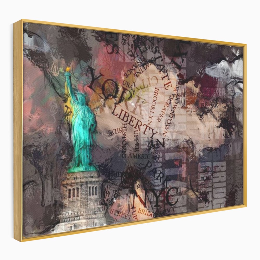 Tablou Canvas Premium, LuxCanva® O1046, Simboluri Americane, Statuie, Libertate, Visare, Manhattan, Abstract, Expresiv, Eclectic, Cosmopolit, Arta, Progres, Independenta, Birou, Living, Dormitor