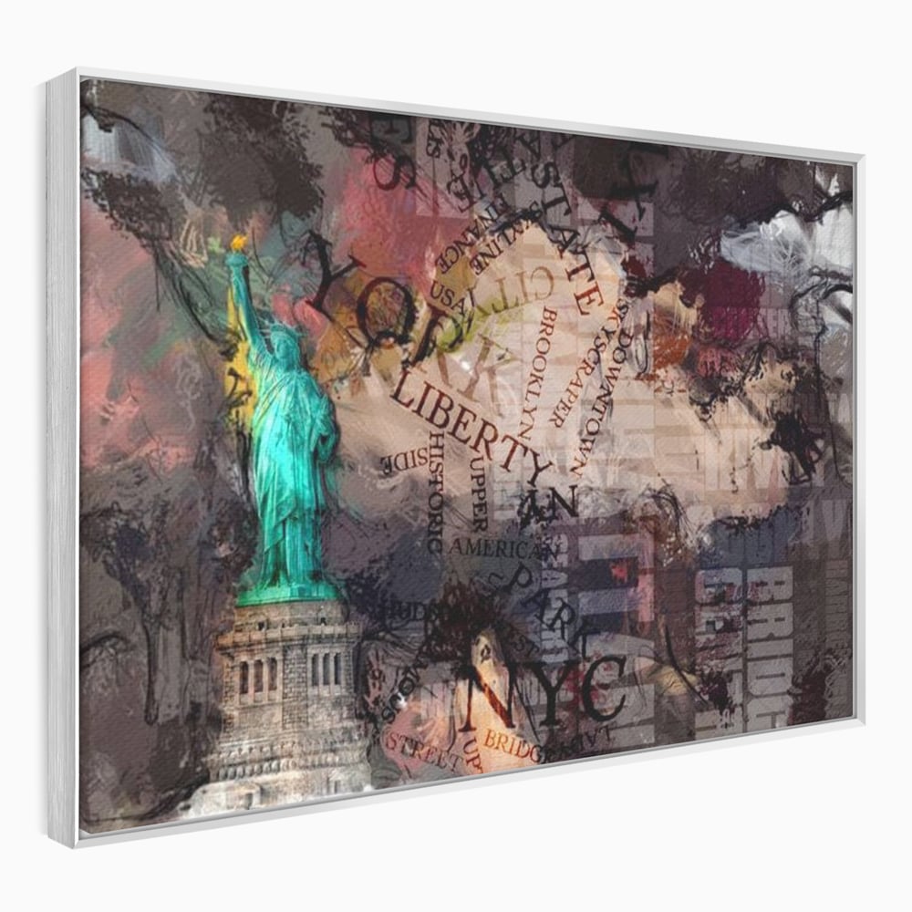 Tablou Canvas Premium, LuxCanva® O1046, Simboluri Americane, Statuie, Libertate, Visare, Manhattan, Abstract, Expresiv, Eclectic, Cosmopolit, Arta, Progres, Independenta, Birou, Living, Dormitor