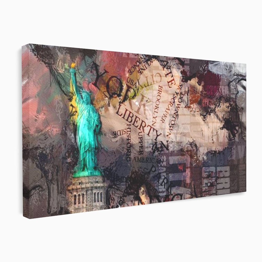 Tablou Canvas Premium, LuxCanva® O1046, Simboluri Americane, Statuie, Libertate, Visare, Manhattan, Abstract, Expresiv, Eclectic, Cosmopolit, Arta, Progres, Independenta, Birou, Living, Dormitor