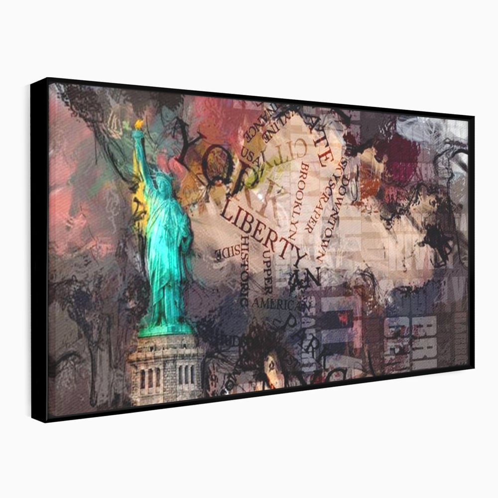 Tablou Canvas Premium, LuxCanva® O1046, Simboluri Americane, Statuie, Libertate, Visare, Manhattan, Abstract, Expresiv, Eclectic, Cosmopolit, Arta, Progres, Independenta, Birou, Living, Dormitor