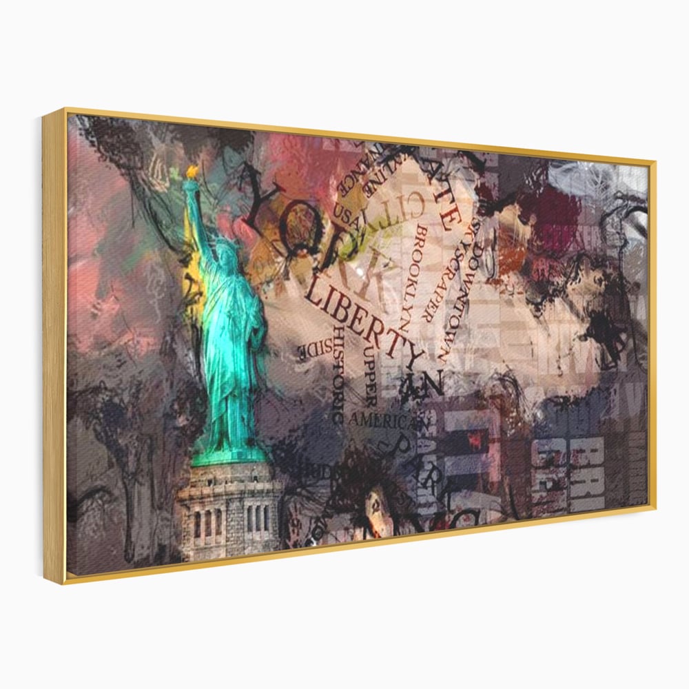 Tablou Canvas Premium, LuxCanva® O1046, Simboluri Americane, Statuie, Libertate, Visare, Manhattan, Abstract, Expresiv, Eclectic, Cosmopolit, Arta, Progres, Independenta, Birou, Living, Dormitor