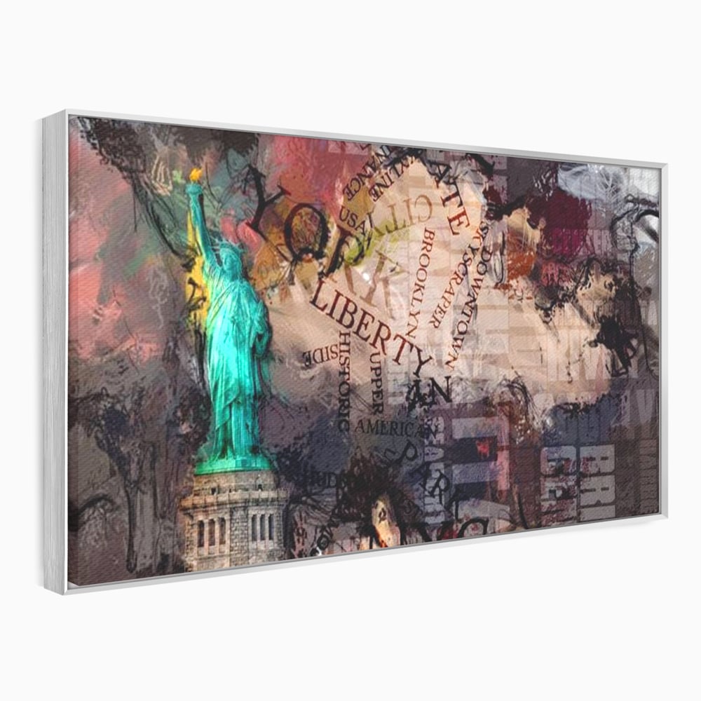 Tablou Canvas Premium, LuxCanva® O1046, Simboluri Americane, Statuie, Libertate, Visare, Manhattan, Abstract, Expresiv, Eclectic, Cosmopolit, Arta, Progres, Independenta, Birou, Living, Dormitor