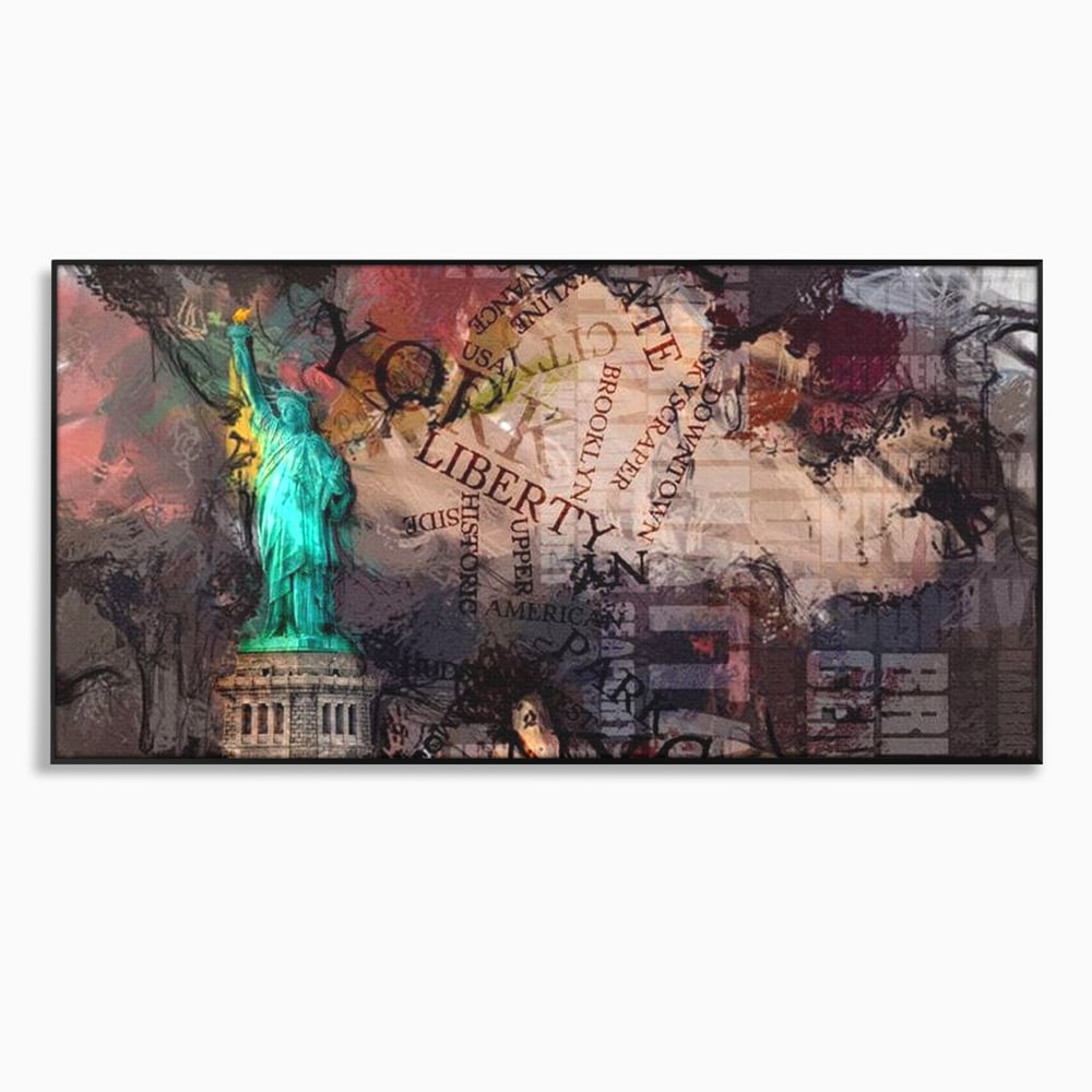 Tablou Canvas Premium, LuxCanva® O1046, Simboluri Americane, Statuie, Libertate, Visare, Manhattan, Abstract, Expresiv, Eclectic, Cosmopolit, Arta, Progres, Independenta, Birou, Living, Dormitor