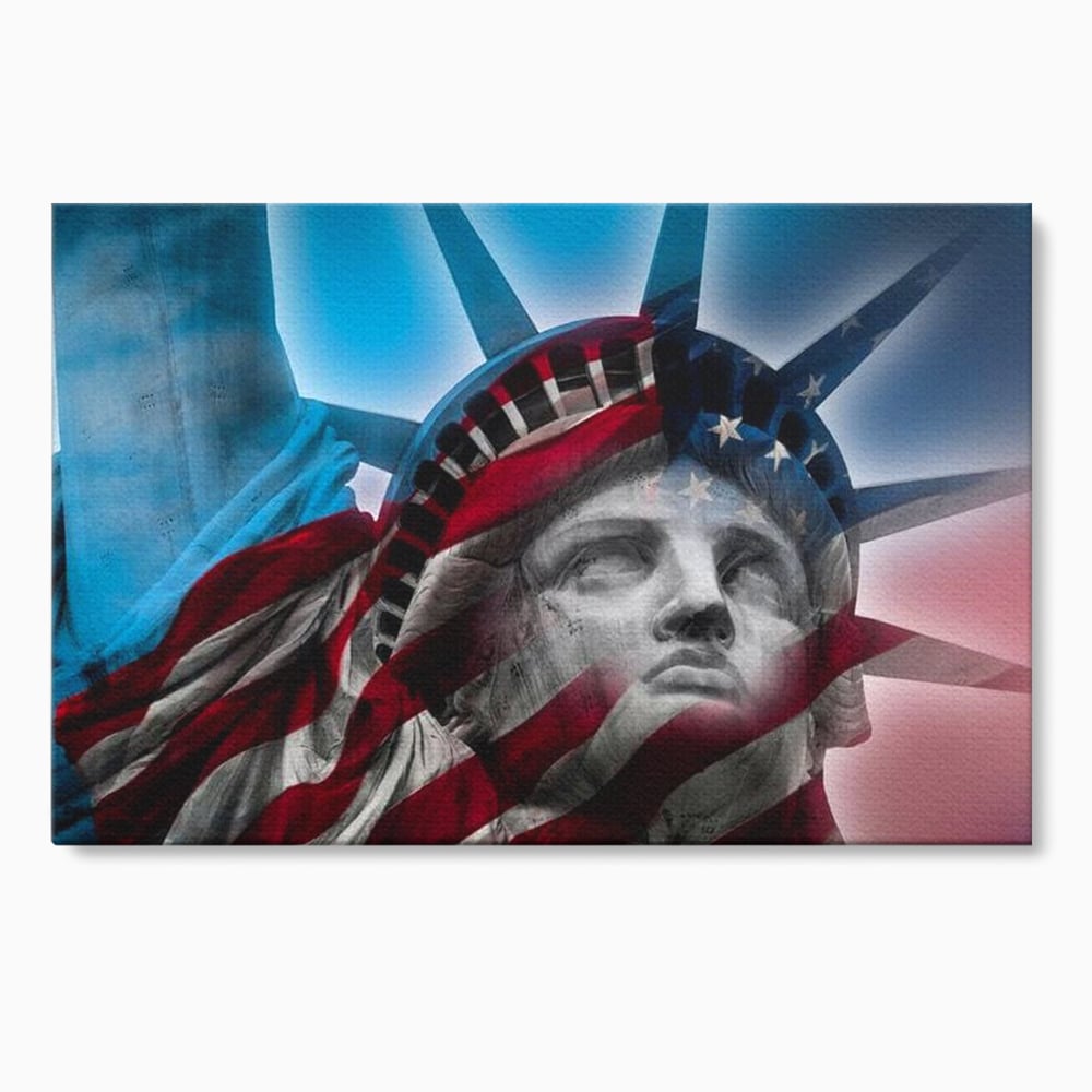 Tablou Canvas Premium, LuxCanva® O1047, Eterna Gardiana, Libertate, America, Spirit, Natiune, Steag, Vis, Patriotism, Simbol, Statuie, Identitate, Independenta, Democratic, Birou, Living, Dormitor