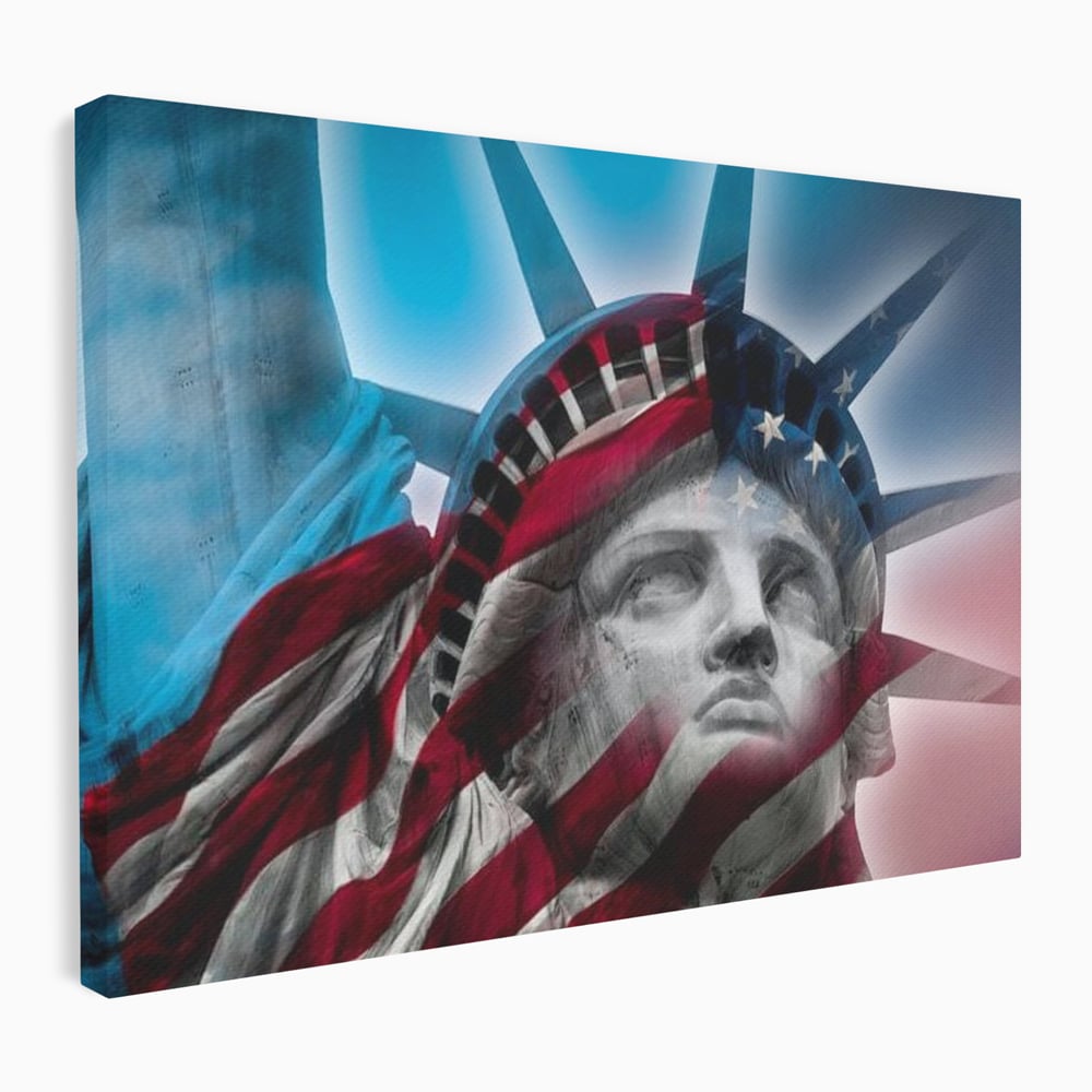 Tablou Canvas Premium, LuxCanva® O1047, Eterna Gardiana, Libertate, America, Spirit, Natiune, Steag, Vis, Patriotism, Simbol, Statuie, Identitate, Independenta, Democratic, Birou, Living, Dormitor