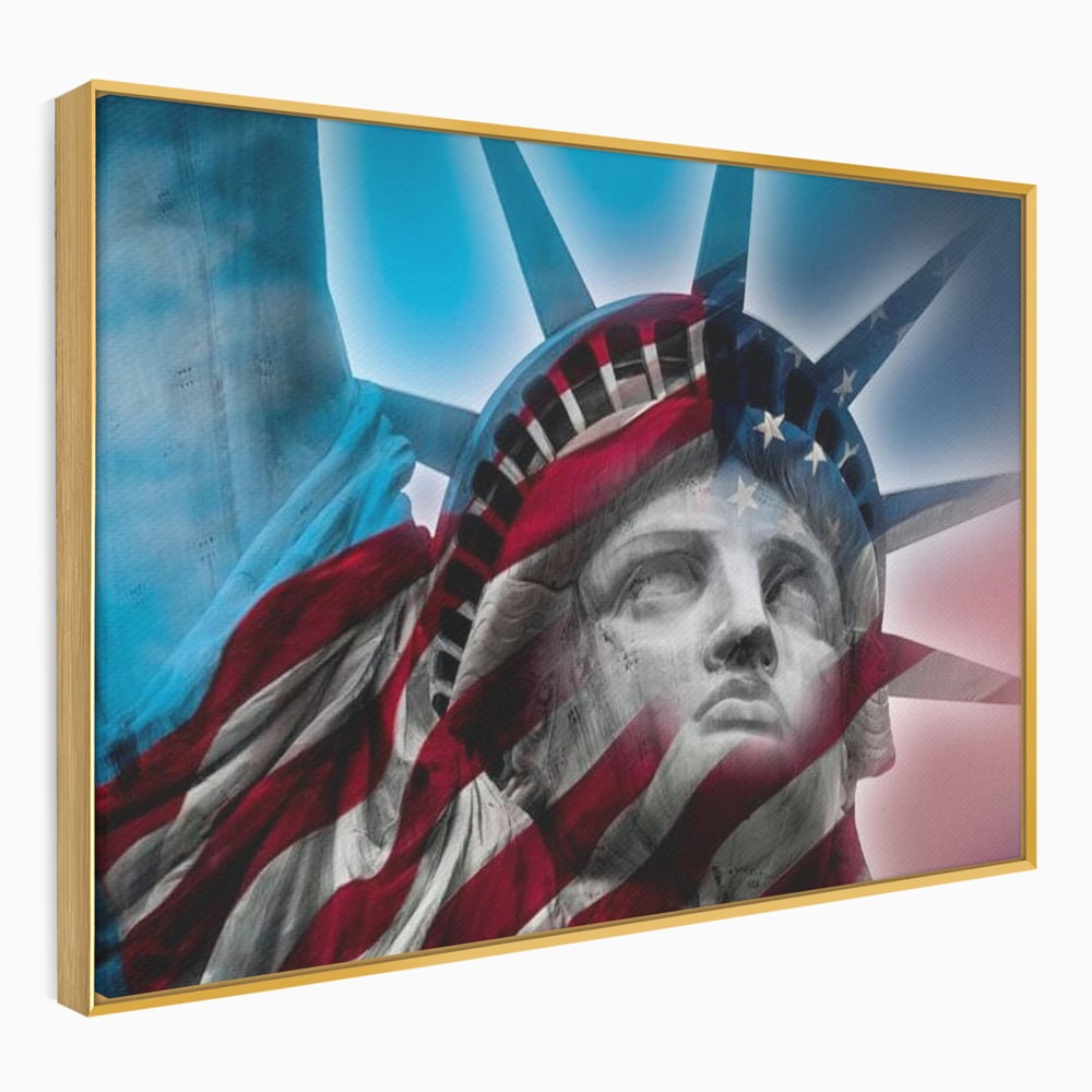 Tablou Canvas Premium, LuxCanva® O1047, Eterna Gardiana, Libertate, America, Spirit, Natiune, Steag, Vis, Patriotism, Simbol, Statuie, Identitate, Independenta, Democratic, Birou, Living, Dormitor