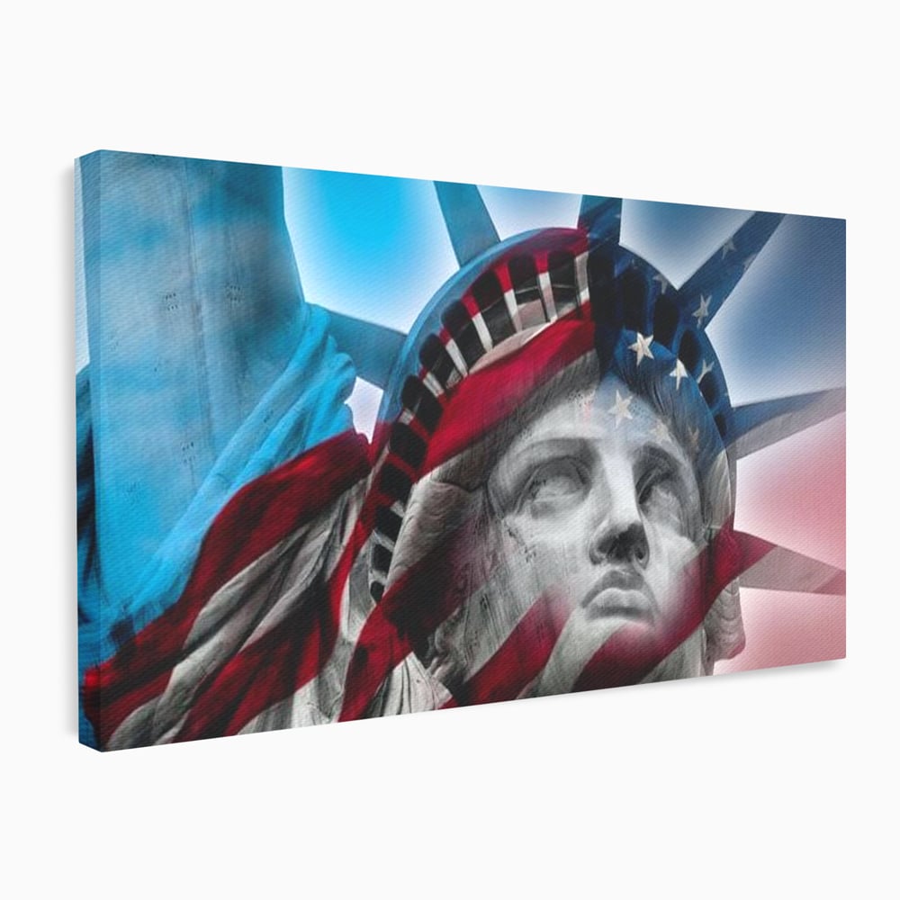 Tablou Canvas Premium, LuxCanva® O1047, Eterna Gardiana, Libertate, America, Spirit, Natiune, Steag, Vis, Patriotism, Simbol, Statuie, Identitate, Independenta, Democratic, Birou, Living, Dormitor