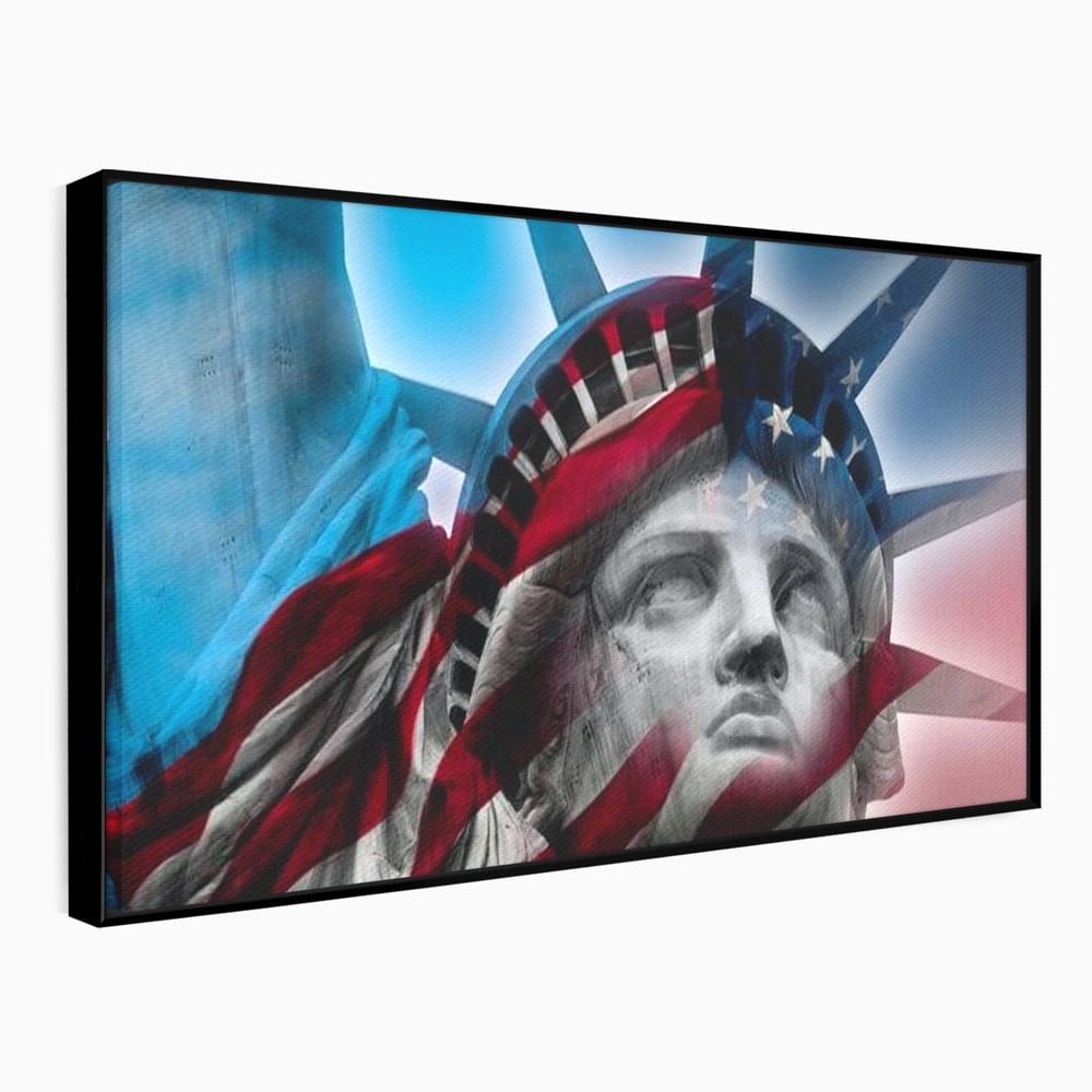 Tablou Canvas Premium, LuxCanva® O1047, Eterna Gardiana, Libertate, America, Spirit, Natiune, Steag, Vis, Patriotism, Simbol, Statuie, Identitate, Independenta, Democratic, Birou, Living, Dormitor