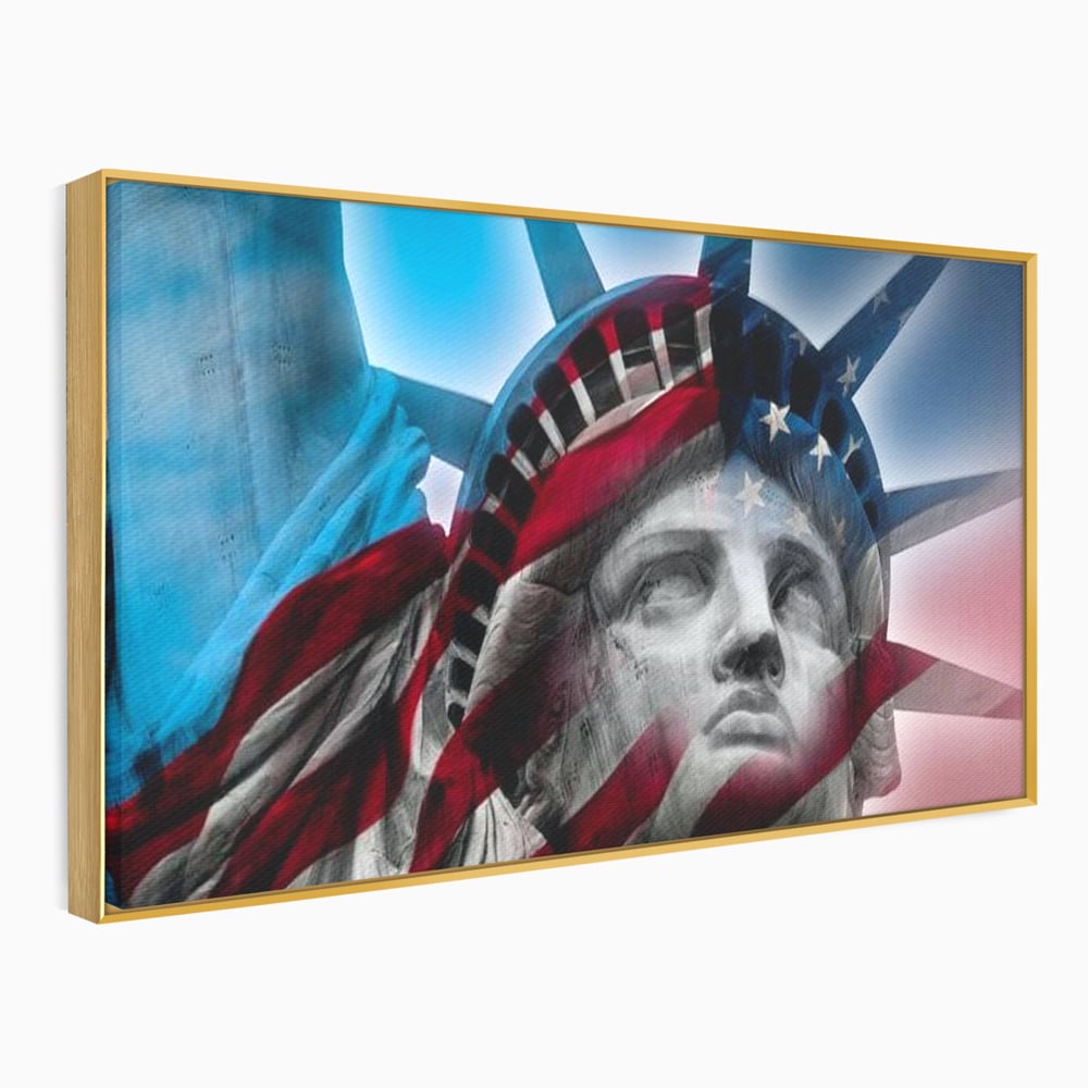 Tablou Canvas Premium, LuxCanva® O1047, Eterna Gardiana, Libertate, America, Spirit, Natiune, Steag, Vis, Patriotism, Simbol, Statuie, Identitate, Independenta, Democratic, Birou, Living, Dormitor