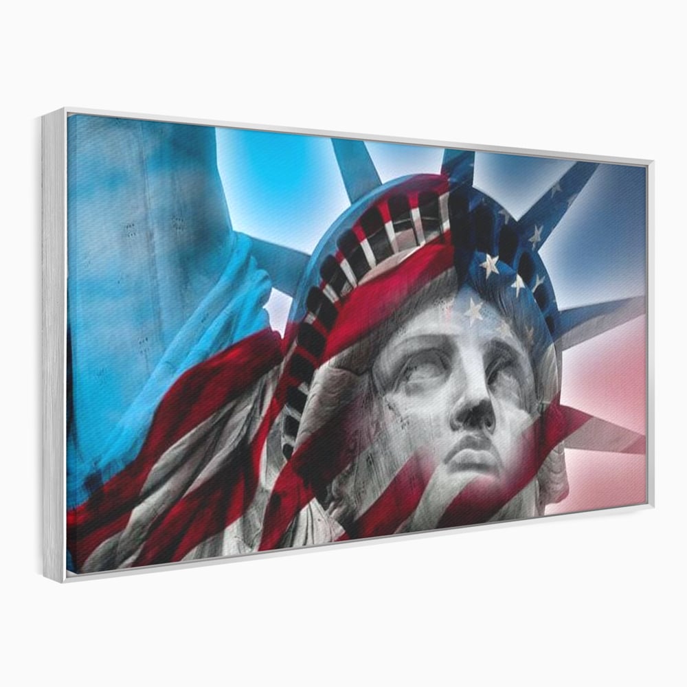 Tablou Canvas Premium, LuxCanva® O1047, Eterna Gardiana, Libertate, America, Spirit, Natiune, Steag, Vis, Patriotism, Simbol, Statuie, Identitate, Independenta, Democratic, Birou, Living, Dormitor