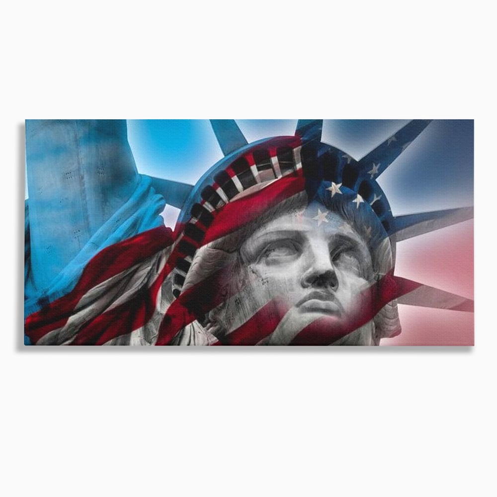 Tablou Canvas Premium, LuxCanva® O1047, Eterna Gardiana, Libertate, America, Spirit, Natiune, Steag, Vis, Patriotism, Simbol, Statuie, Identitate, Independenta, Democratic, Birou, Living, Dormitor