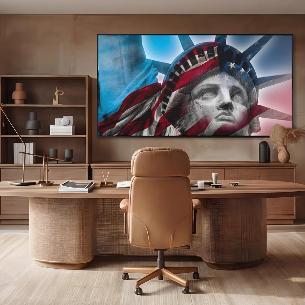 Tablou Canvas Premium, LuxCanva® O1047, Eterna Gardiana, Libertate, America, Spirit, Natiune, Steag, Vis, Patriotism, Simbol, Statuie, Identitate, Independenta, Democratic, Birou, Living, Dormitor