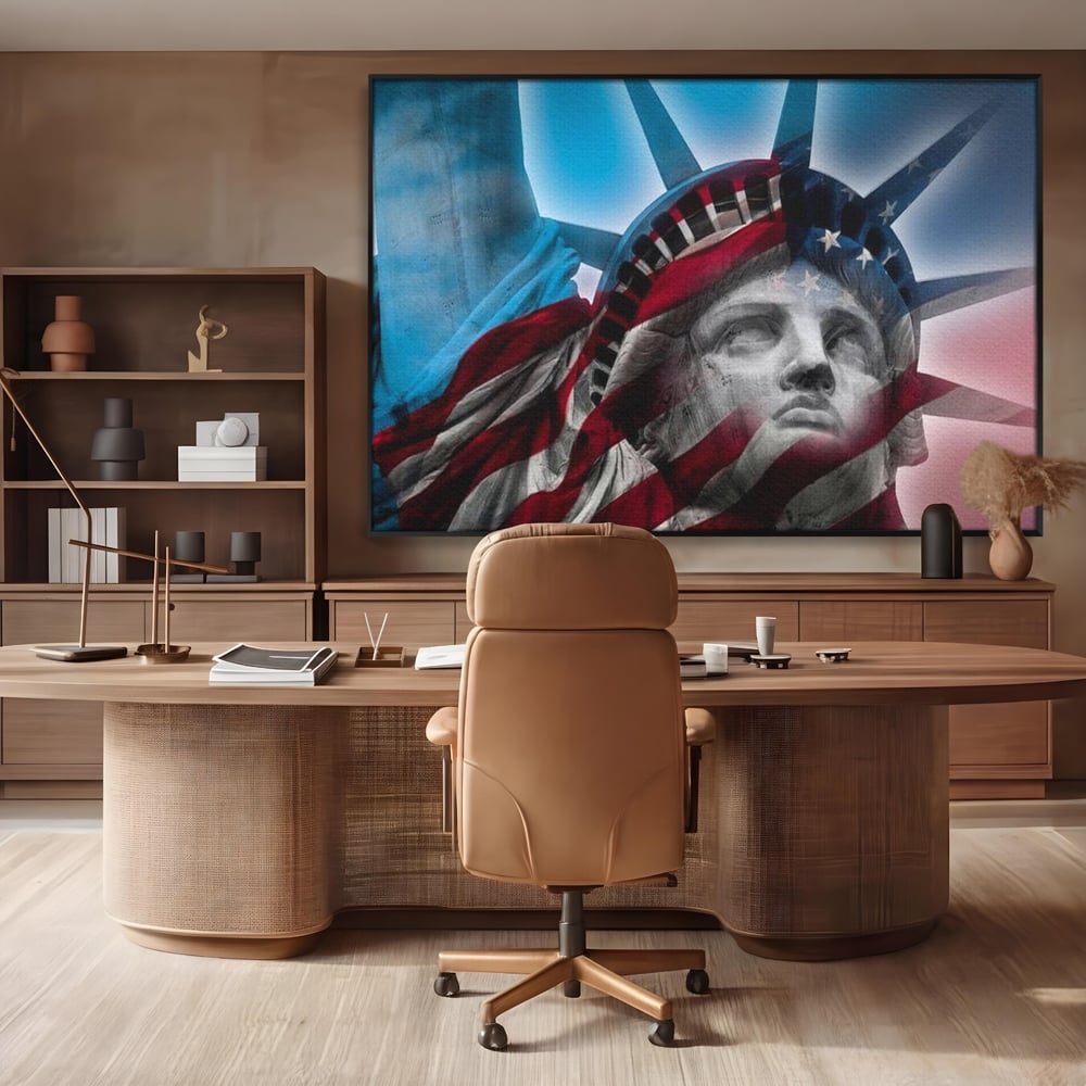 Tablou Canvas Premium, LuxCanva® O1047, Eterna Gardiana, Libertate, America, Spirit, Natiune, Steag, Vis, Patriotism, Simbol, Statuie, Identitate, Independenta, Democratic, Birou, Living, Dormitor