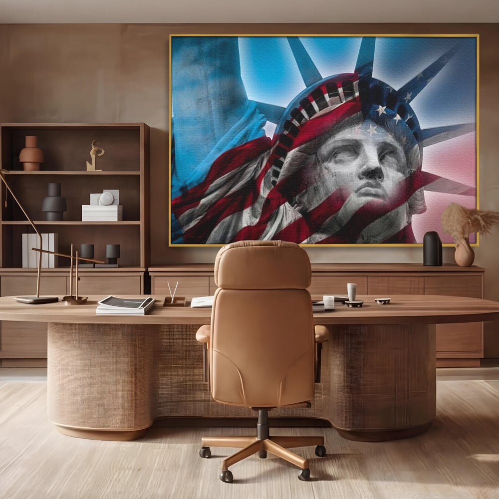 Tablou Canvas Premium, LuxCanva® O1047, Eterna Gardiana, Libertate, America, Spirit, Natiune, Steag, Vis, Patriotism, Simbol, Statuie, Identitate, Independenta, Democratic, Birou, Living, Dormitor