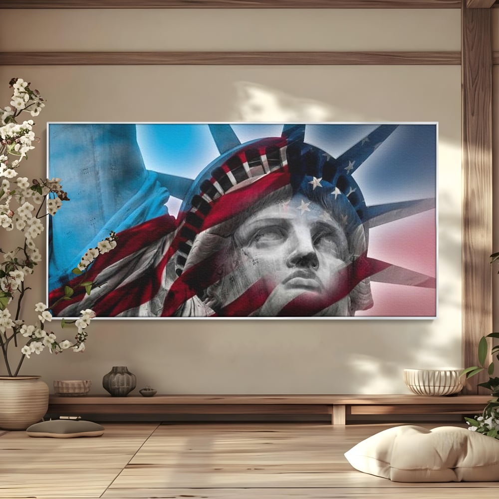 Tablou Canvas Premium, LuxCanva® O1047, Eterna Gardiana, Libertate, America, Spirit, Natiune, Steag, Vis, Patriotism, Simbol, Statuie, Identitate, Independenta, Democratic, Birou, Living, Dormitor