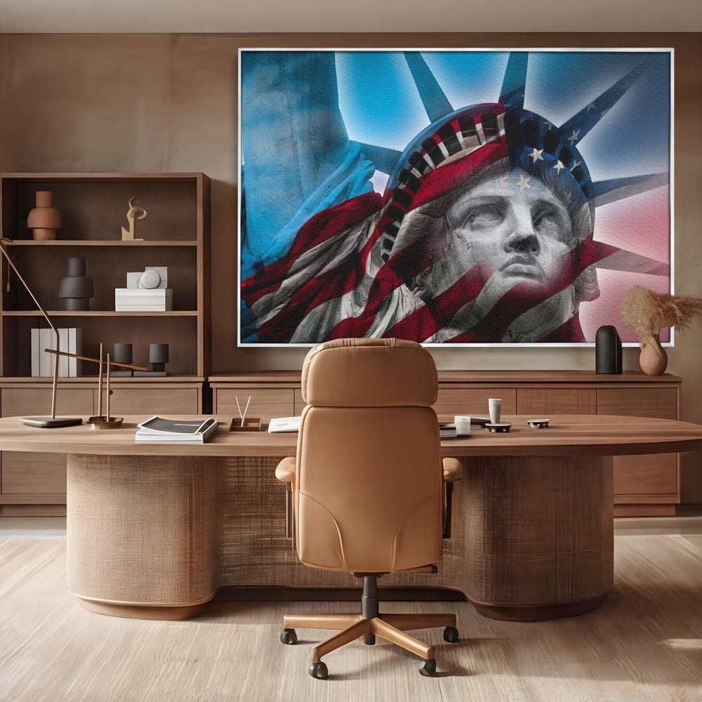 Tablou Canvas Premium, LuxCanva® O1047, Eterna Gardiana, Libertate, America, Spirit, Natiune, Steag, Vis, Patriotism, Simbol, Statuie, Identitate, Independenta, Democratic, Birou, Living, Dormitor