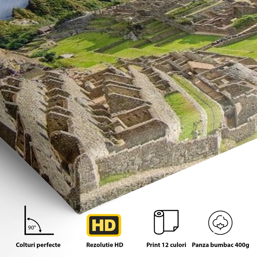 Tablou Canvas Premium, LuxCanva® O1048, Orasul Pierdut al Incasilor, Machu Picchu, Comoara, Anzi, Taram, Zei, Mosternire, Cetate, Nori, Soare, Mister, Peru, Munti, Ruina, Birou, Living, Dormitor