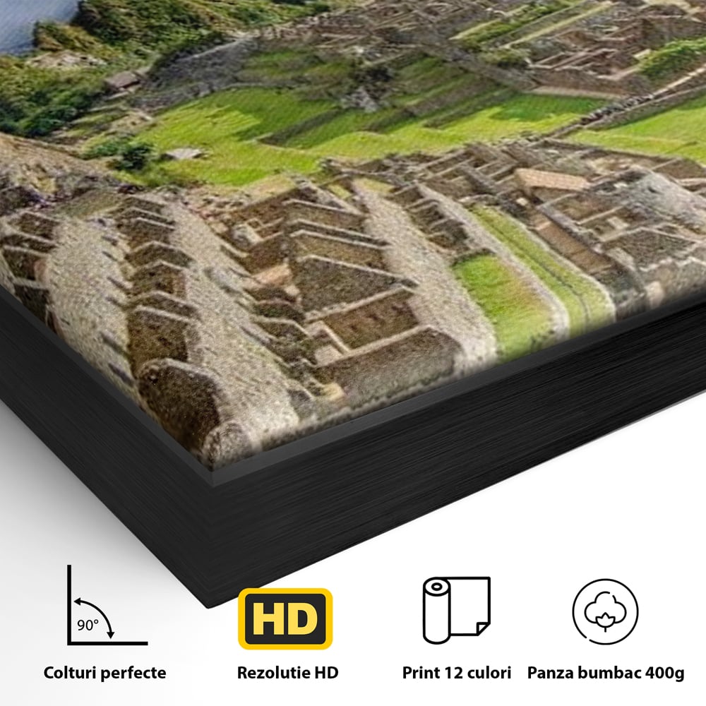 Tablou Canvas Premium, LuxCanva® O1048, Orasul Pierdut al Incasilor, Machu Picchu, Comoara, Anzi, Taram, Zei, Mosternire, Cetate, Nori, Soare, Mister, Peru, Munti, Ruina, Birou, Living, Dormitor