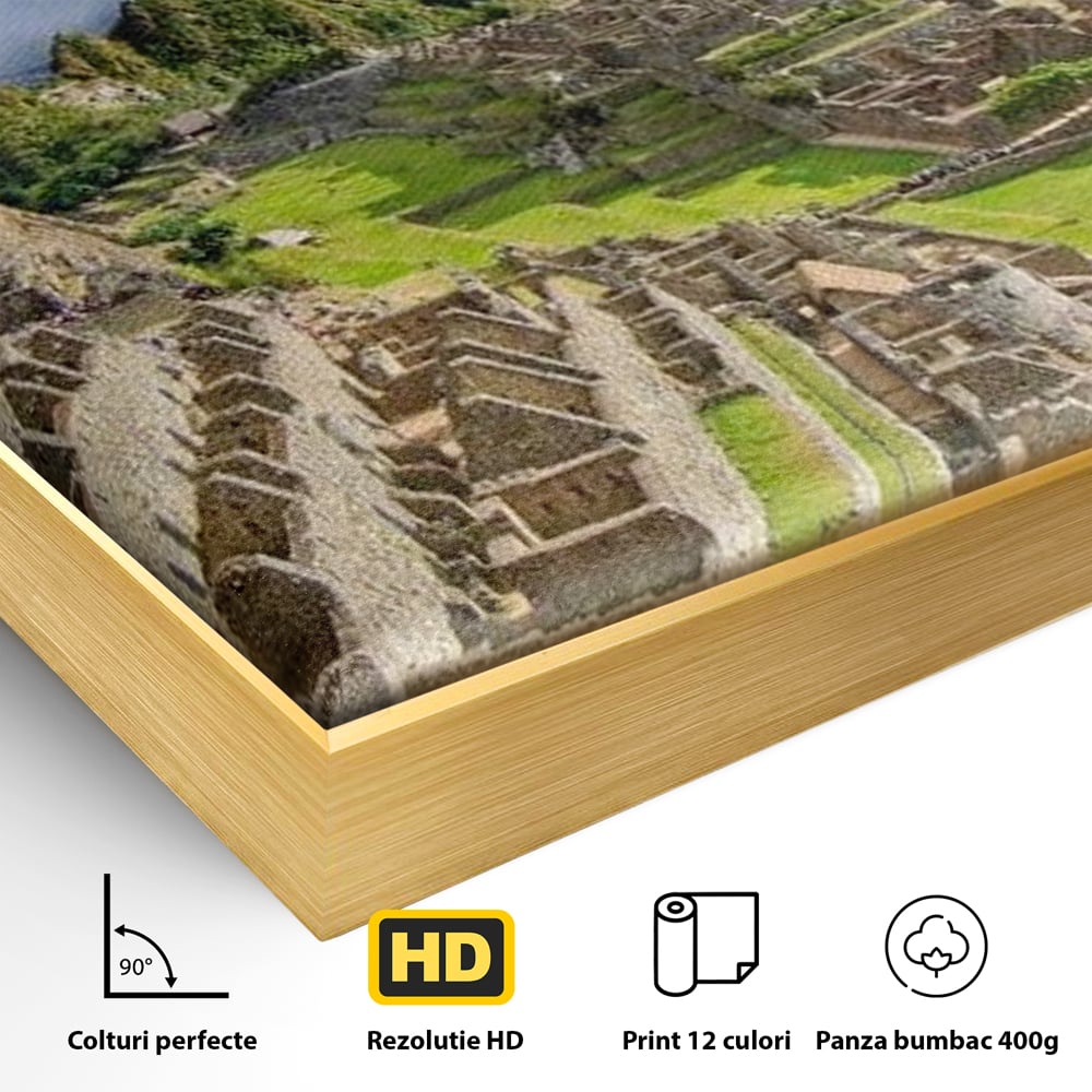 Tablou Canvas Premium, LuxCanva® O1048, Orasul Pierdut al Incasilor, Machu Picchu, Comoara, Anzi, Taram, Zei, Mosternire, Cetate, Nori, Soare, Mister, Peru, Munti, Ruina, Birou, Living, Dormitor