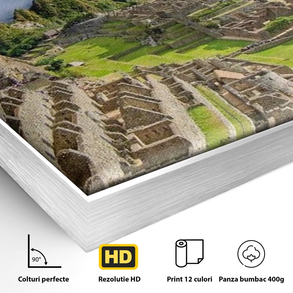 Tablou Canvas Premium, LuxCanva® O1048, Orasul Pierdut al Incasilor, Machu Picchu, Comoara, Anzi, Taram, Zei, Mosternire, Cetate, Nori, Soare, Mister, Peru, Munti, Ruina, Birou, Living, Dormitor