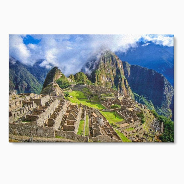 Tablou Canvas Premium, LuxCanva® O1048, Orasul Pierdut al Incasilor, Machu Picchu, Comoara, Anzi, Taram, Zei, Mosternire, Cetate, Nori, Soare, Mister, Peru, Munti, Ruina, Birou, Living, Dormitor