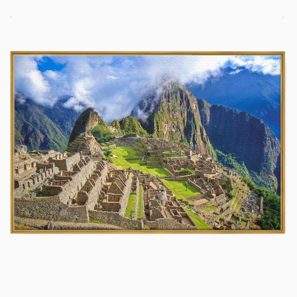 Tablou Canvas Premium, LuxCanva® O1048, Orasul Pierdut al Incasilor, Machu Picchu, Comoara, Anzi, Taram, Zei, Mosternire, Cetate, Nori, Soare, Mister, Peru, Munti, Ruina, Birou, Living, Dormitor
