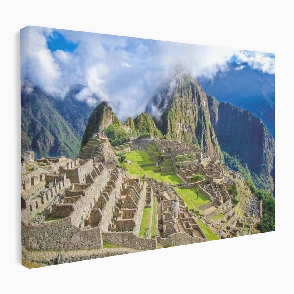 Tablou Canvas Premium, LuxCanva® O1048, Orasul Pierdut al Incasilor, Machu Picchu, Comoara, Anzi, Taram, Zei, Mosternire, Cetate, Nori, Soare, Mister, Peru, Munti, Ruina, Birou, Living, Dormitor