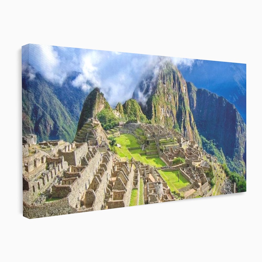 Tablou Canvas Premium, LuxCanva® O1048, Orasul Pierdut al Incasilor, Machu Picchu, Comoara, Anzi, Taram, Zei, Mosternire, Cetate, Nori, Soare, Mister, Peru, Munti, Ruina, Birou, Living, Dormitor