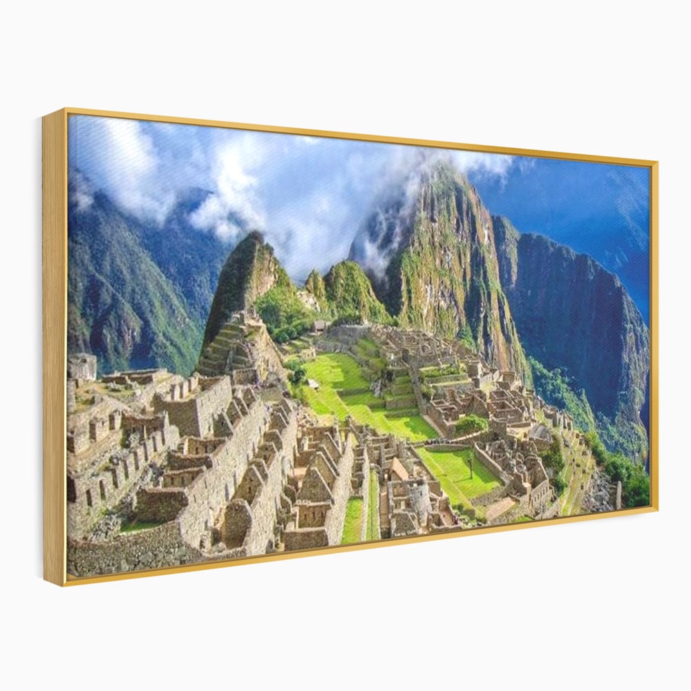 Tablou Canvas Premium, LuxCanva® O1048, Orasul Pierdut al Incasilor, Machu Picchu, Comoara, Anzi, Taram, Zei, Mosternire, Cetate, Nori, Soare, Mister, Peru, Munti, Ruina, Birou, Living, Dormitor