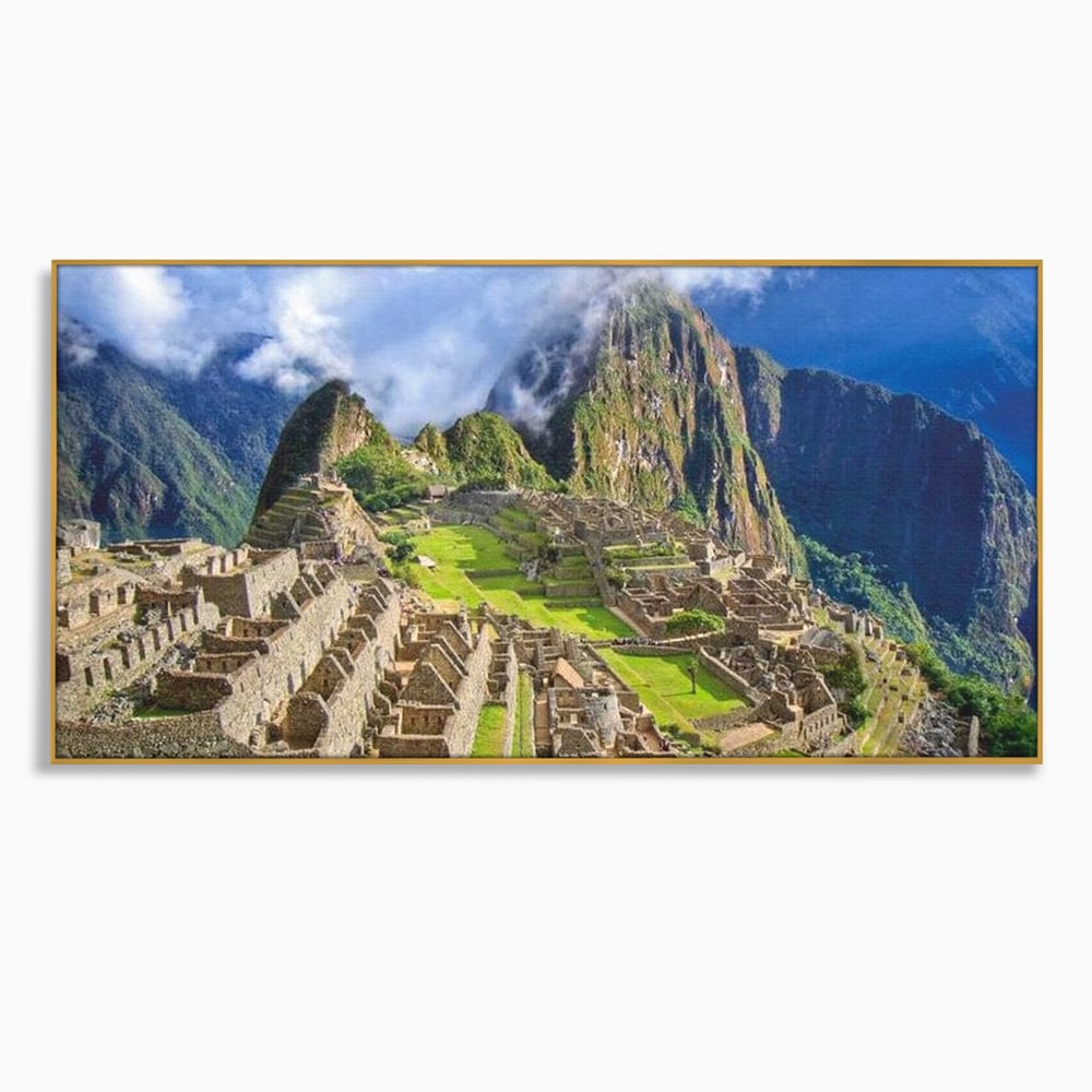 Tablou Canvas Premium, LuxCanva® O1048, Orasul Pierdut al Incasilor, Machu Picchu, Comoara, Anzi, Taram, Zei, Mosternire, Cetate, Nori, Soare, Mister, Peru, Munti, Ruina, Birou, Living, Dormitor