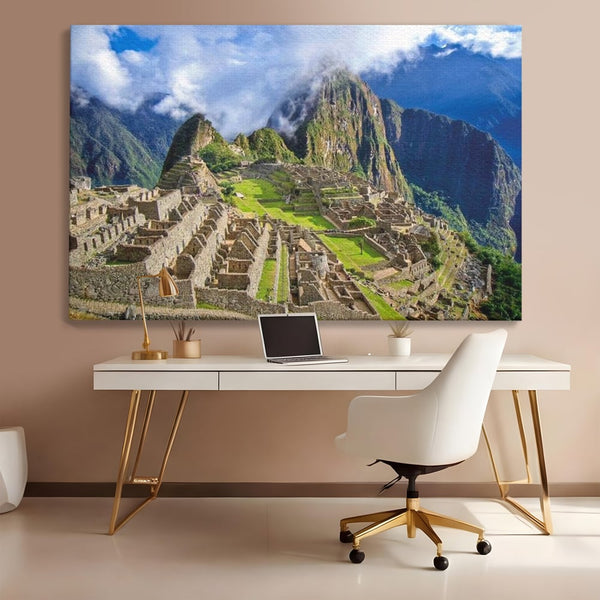 Tablou Canvas Premium, LuxCanva® O1048, Orasul Pierdut al Incasilor, Machu Picchu, Comoara, Anzi, Taram, Zei, Mosternire, Cetate, Nori, Soare, Mister, Peru, Munti, Ruina, Birou, Living, Dormitor