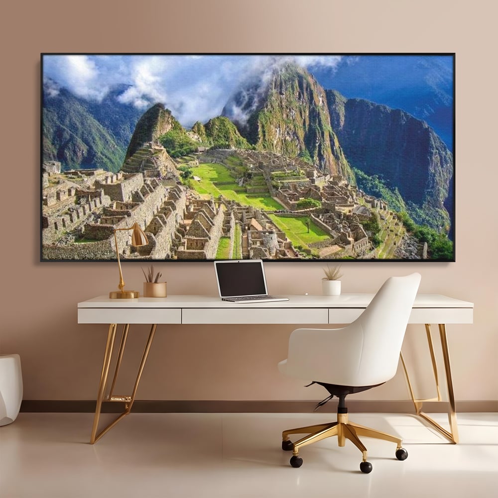 Tablou Canvas Premium, LuxCanva® O1048, Orasul Pierdut al Incasilor, Machu Picchu, Comoara, Anzi, Taram, Zei, Mosternire, Cetate, Nori, Soare, Mister, Peru, Munti, Ruina, Birou, Living, Dormitor