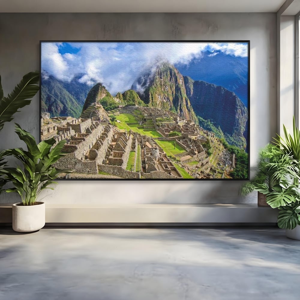 Tablou Canvas Premium, LuxCanva® O1048, Orasul Pierdut al Incasilor, Machu Picchu, Comoara, Anzi, Taram, Zei, Mosternire, Cetate, Nori, Soare, Mister, Peru, Munti, Ruina, Birou, Living, Dormitor