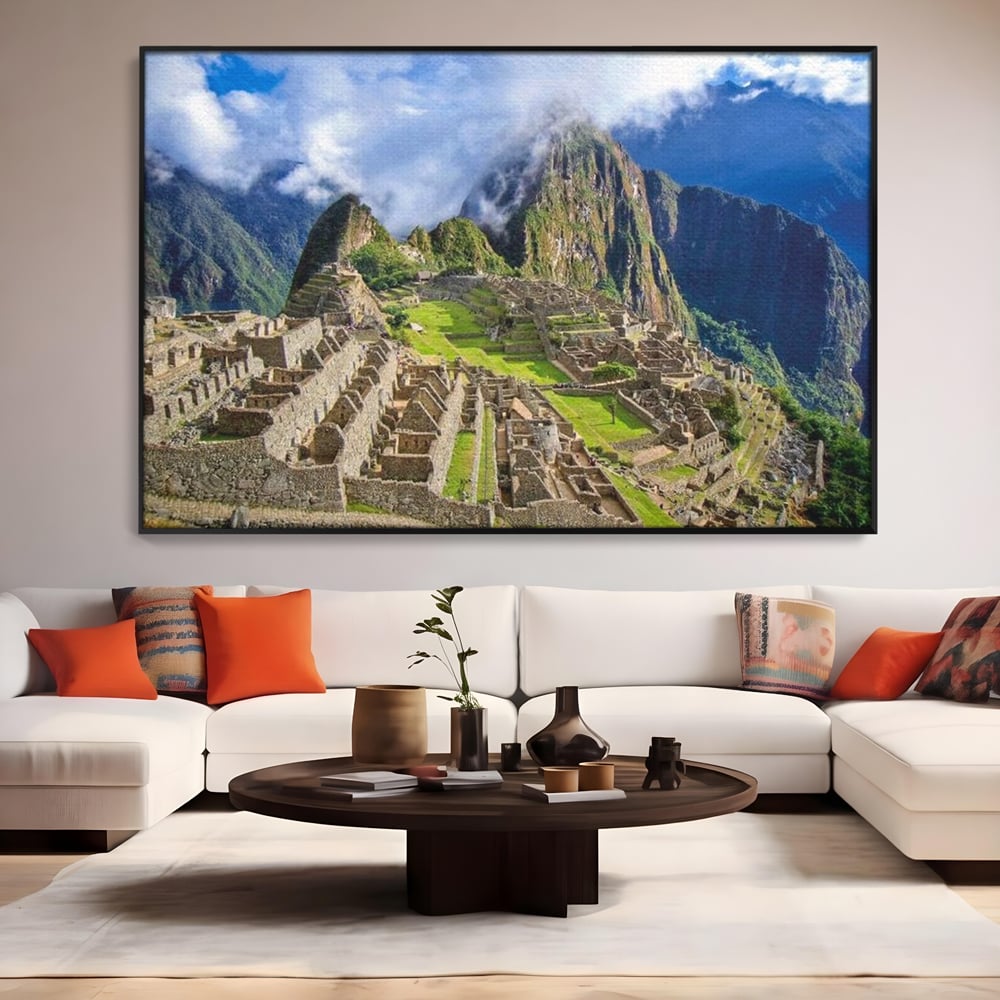 Tablou Canvas Premium, LuxCanva® O1048, Orasul Pierdut al Incasilor, Machu Picchu, Comoara, Anzi, Taram, Zei, Mosternire, Cetate, Nori, Soare, Mister, Peru, Munti, Ruina, Birou, Living, Dormitor