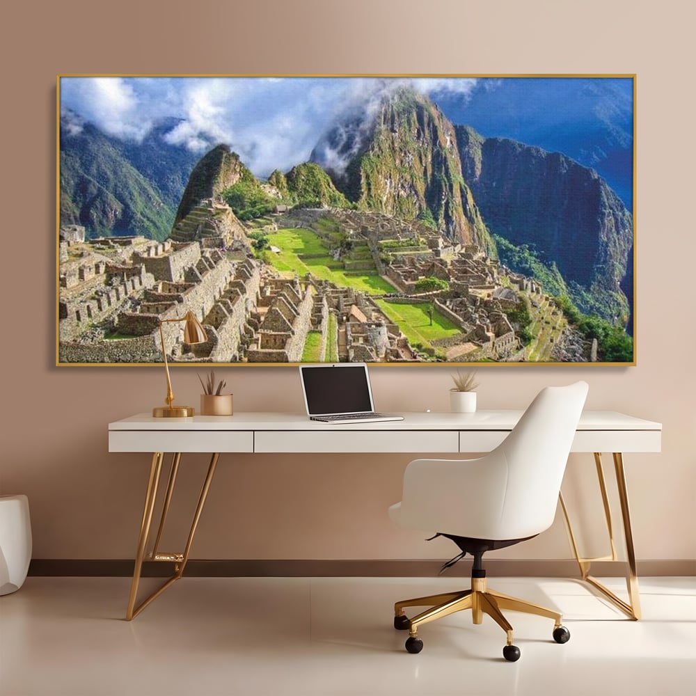 Tablou Canvas Premium, LuxCanva® O1048, Orasul Pierdut al Incasilor, Machu Picchu, Comoara, Anzi, Taram, Zei, Mosternire, Cetate, Nori, Soare, Mister, Peru, Munti, Ruina, Birou, Living, Dormitor