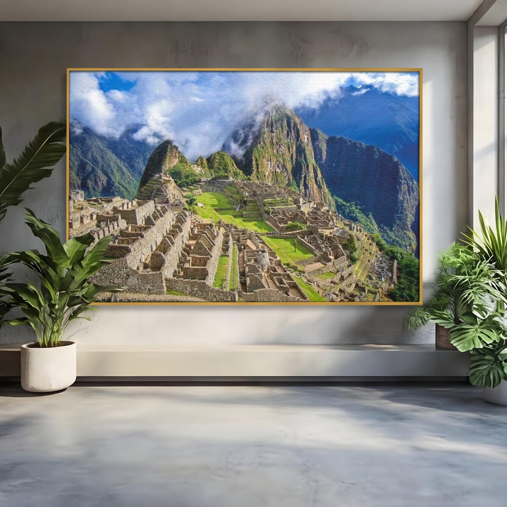 Tablou Canvas Premium, LuxCanva® O1048, Orasul Pierdut al Incasilor, Machu Picchu, Comoara, Anzi, Taram, Zei, Mosternire, Cetate, Nori, Soare, Mister, Peru, Munti, Ruina, Birou, Living, Dormitor