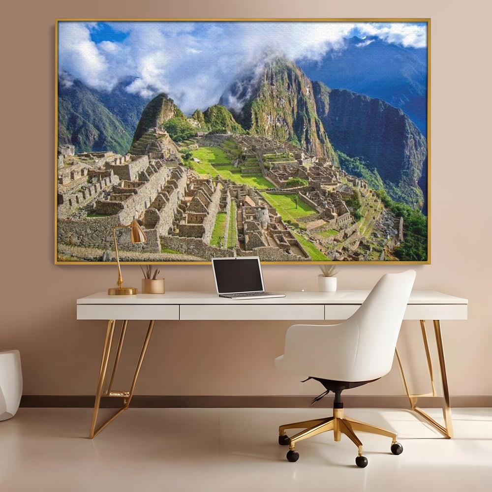 Tablou Canvas Premium, LuxCanva® O1048, Orasul Pierdut al Incasilor, Machu Picchu, Comoara, Anzi, Taram, Zei, Mosternire, Cetate, Nori, Soare, Mister, Peru, Munti, Ruina, Birou, Living, Dormitor