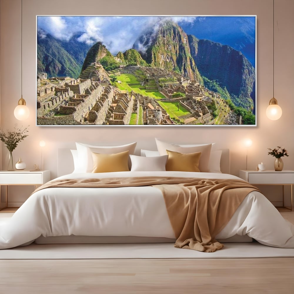 Tablou Canvas Premium, LuxCanva® O1048, Orasul Pierdut al Incasilor, Machu Picchu, Comoara, Anzi, Taram, Zei, Mosternire, Cetate, Nori, Soare, Mister, Peru, Munti, Ruina, Birou, Living, Dormitor
