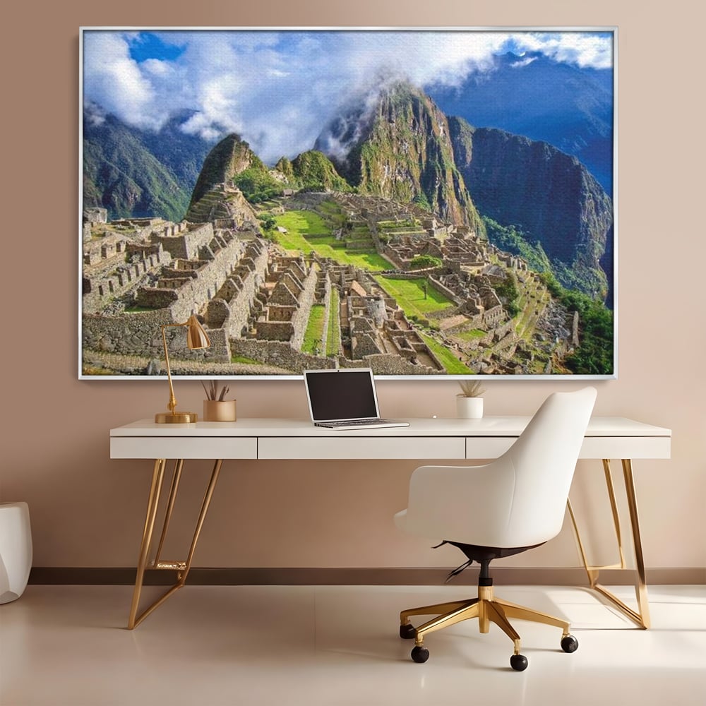 Tablou Canvas Premium, LuxCanva® O1048, Orasul Pierdut al Incasilor, Machu Picchu, Comoara, Anzi, Taram, Zei, Mosternire, Cetate, Nori, Soare, Mister, Peru, Munti, Ruina, Birou, Living, Dormitor