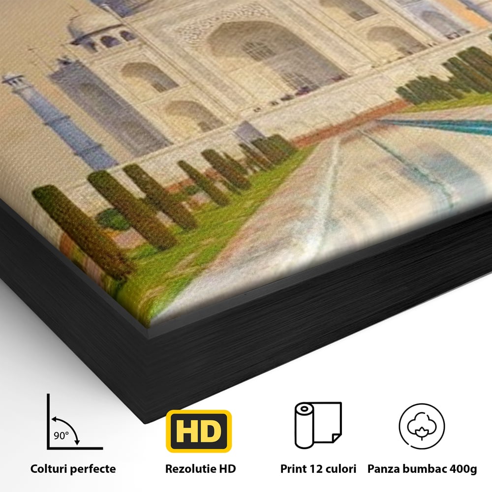 Tablou Canvas Premium, LuxCanva® O1049, Splendoarea Indiei, Taj Mahal, Eternitate, Marmura, Imparat, Palat, Arta, Patrimoniu, Cultural, Minune, Lume, Arhitectura, Univers, Birou, Living, Dormitor