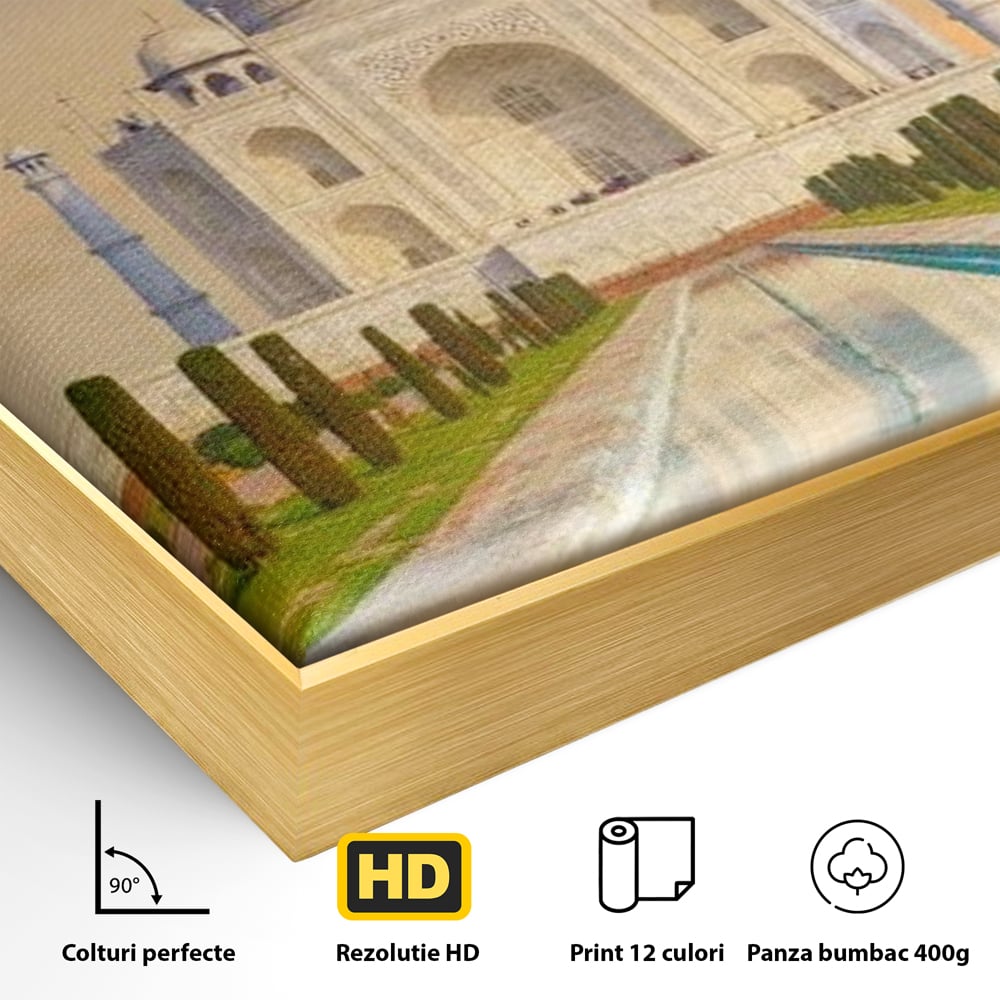 Tablou Canvas Premium, LuxCanva® O1049, Splendoarea Indiei, Taj Mahal, Eternitate, Marmura, Imparat, Palat, Arta, Patrimoniu, Cultural, Minune, Lume, Arhitectura, Univers, Birou, Living, Dormitor