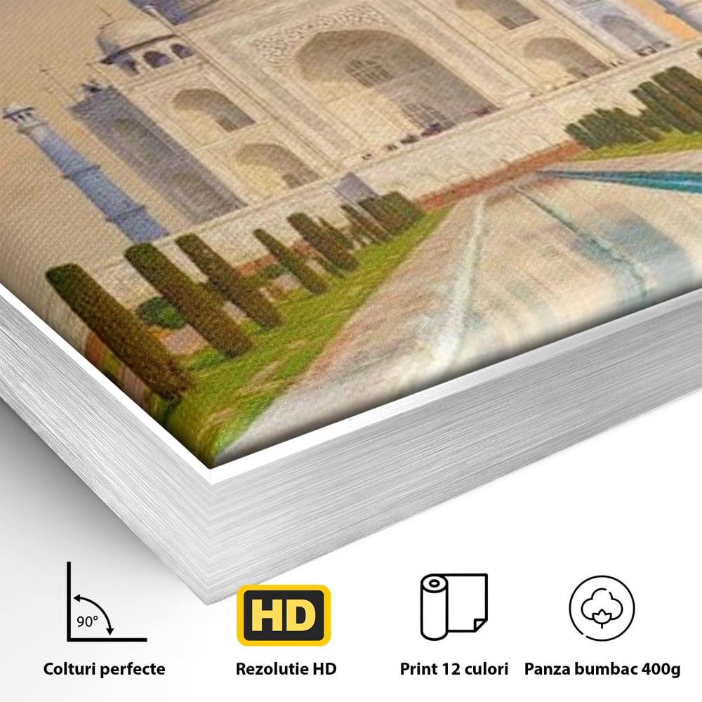Tablou Canvas Premium, LuxCanva® O1049, Splendoarea Indiei, Taj Mahal, Eternitate, Marmura, Imparat, Palat, Arta, Patrimoniu, Cultural, Minune, Lume, Arhitectura, Univers, Birou, Living, Dormitor