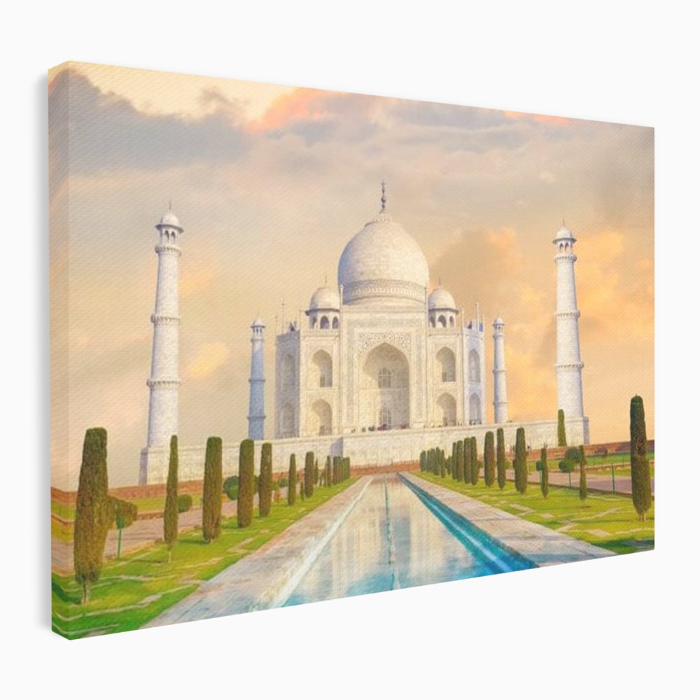 Tablou Canvas Premium, LuxCanva® O1049, Splendoarea Indiei, Taj Mahal, Eternitate, Marmura, Imparat, Palat, Arta, Patrimoniu, Cultural, Minune, Lume, Arhitectura, Univers, Birou, Living, Dormitor
