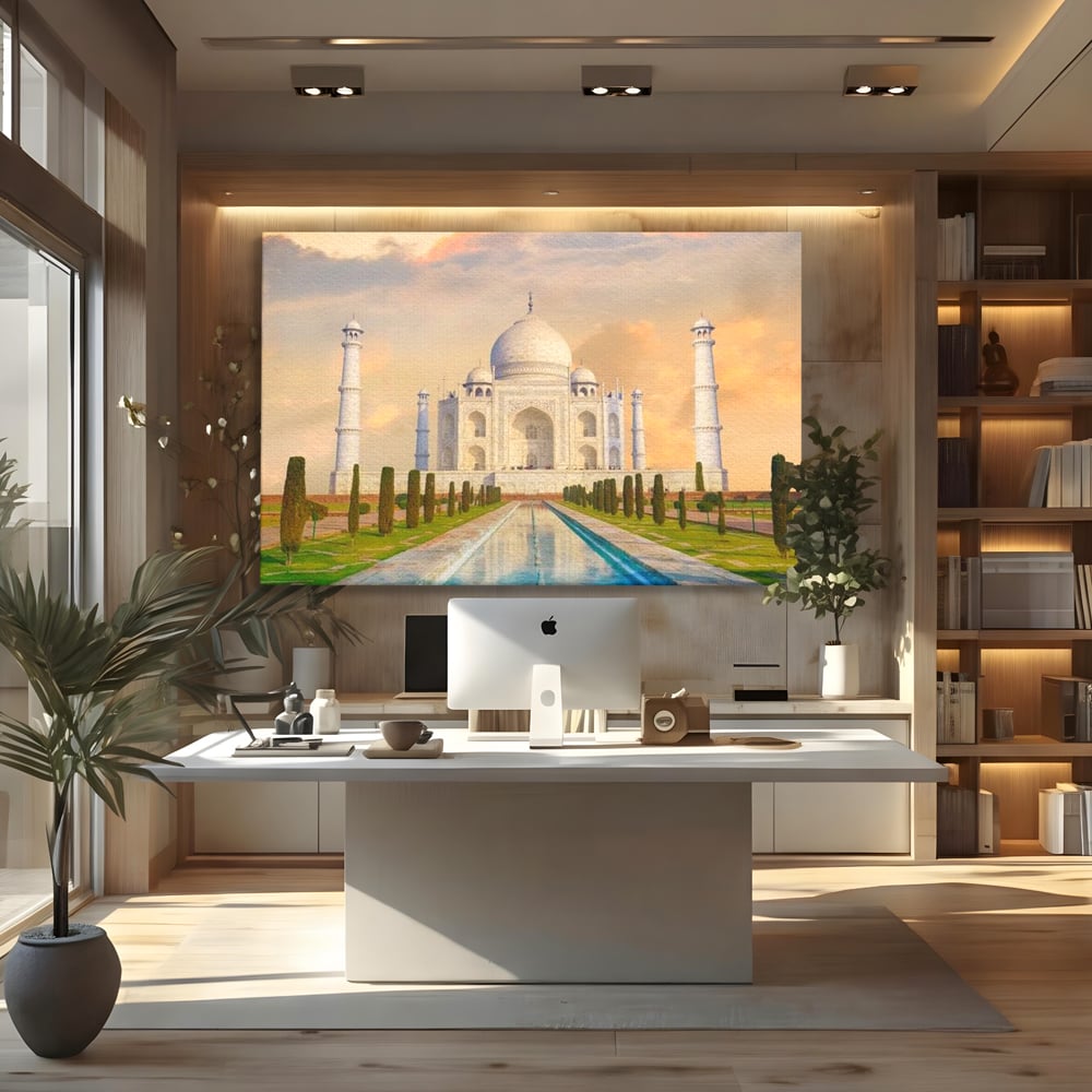 Tablou Canvas Premium, LuxCanva® O1049, Splendoarea Indiei, Taj Mahal, Eternitate, Marmura, Imparat, Palat, Arta, Patrimoniu, Cultural, Minune, Lume, Arhitectura, Univers, Birou, Living, Dormitor