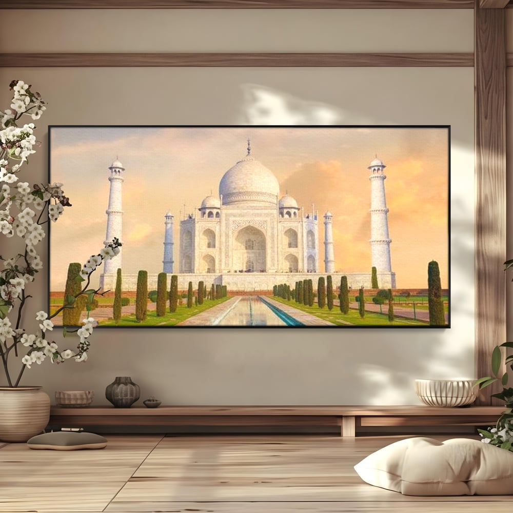 Tablou Canvas Premium, LuxCanva® O1049, Splendoarea Indiei, Taj Mahal, Eternitate, Marmura, Imparat, Palat, Arta, Patrimoniu, Cultural, Minune, Lume, Arhitectura, Univers, Birou, Living, Dormitor
