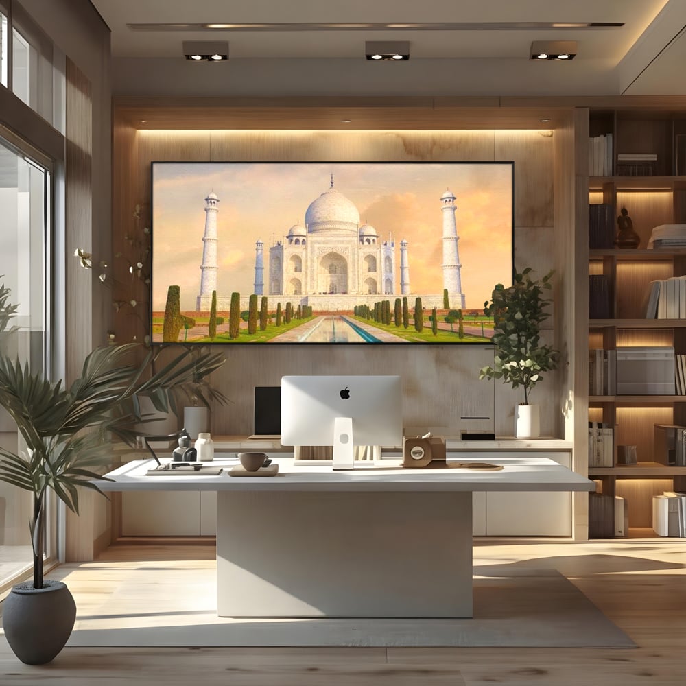 Tablou Canvas Premium, LuxCanva® O1049, Splendoarea Indiei, Taj Mahal, Eternitate, Marmura, Imparat, Palat, Arta, Patrimoniu, Cultural, Minune, Lume, Arhitectura, Univers, Birou, Living, Dormitor