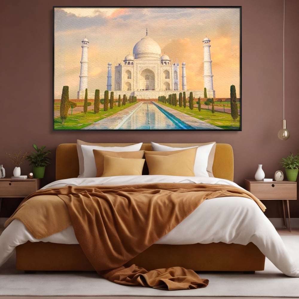 Tablou Canvas Premium, LuxCanva® O1049, Splendoarea Indiei, Taj Mahal, Eternitate, Marmura, Imparat, Palat, Arta, Patrimoniu, Cultural, Minune, Lume, Arhitectura, Univers, Birou, Living, Dormitor