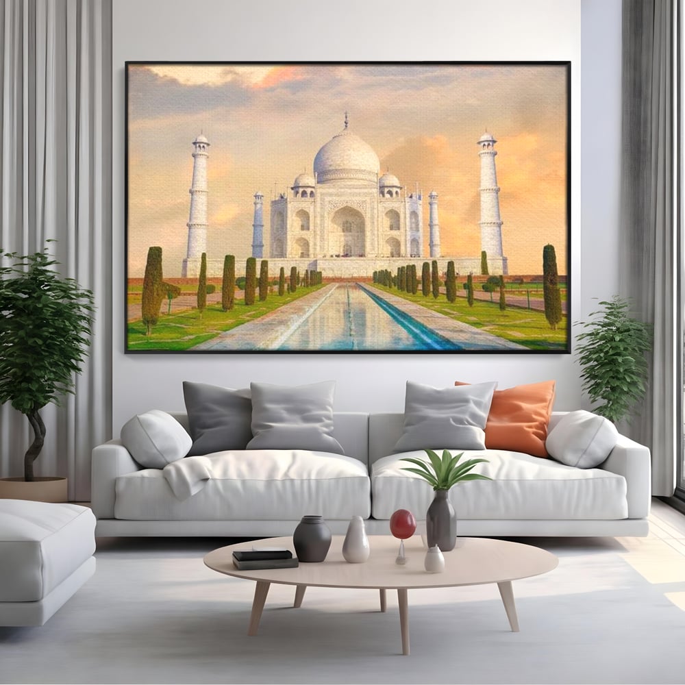 Tablou Canvas Premium, LuxCanva® O1049, Splendoarea Indiei, Taj Mahal, Eternitate, Marmura, Imparat, Palat, Arta, Patrimoniu, Cultural, Minune, Lume, Arhitectura, Univers, Birou, Living, Dormitor